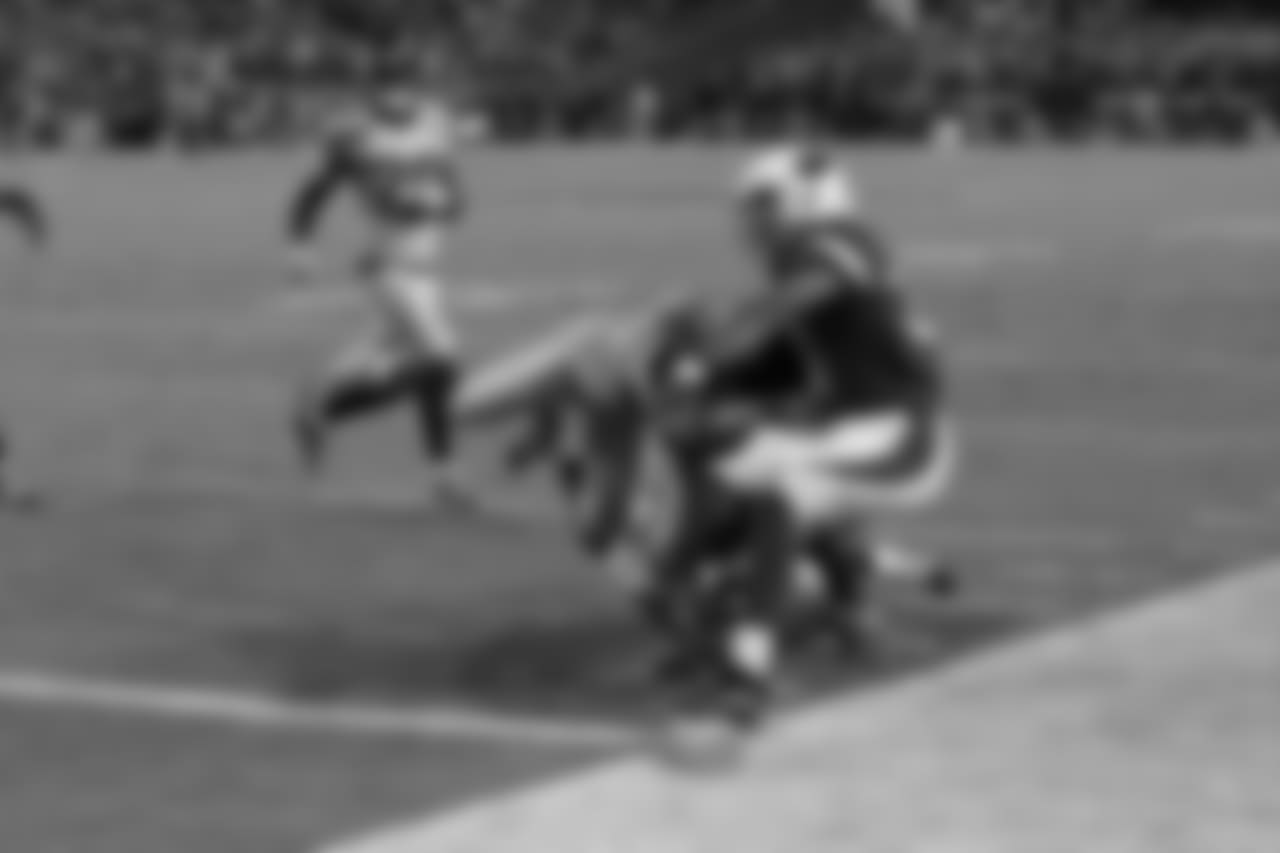 2016: RB David Johnson is pushed out just short of the end zone