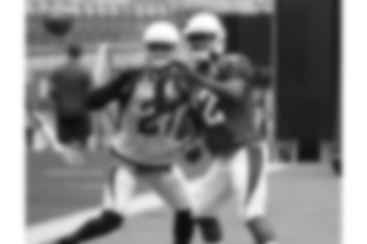 WR John Brown on the JUGS gun with some interference from CB Patrick Peterson
