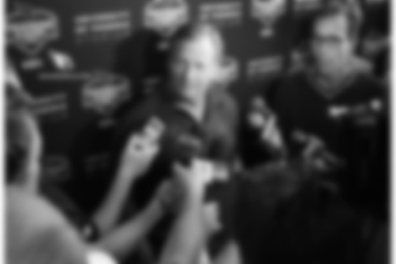 NFL Commissioner Roger Goodell meets with the media