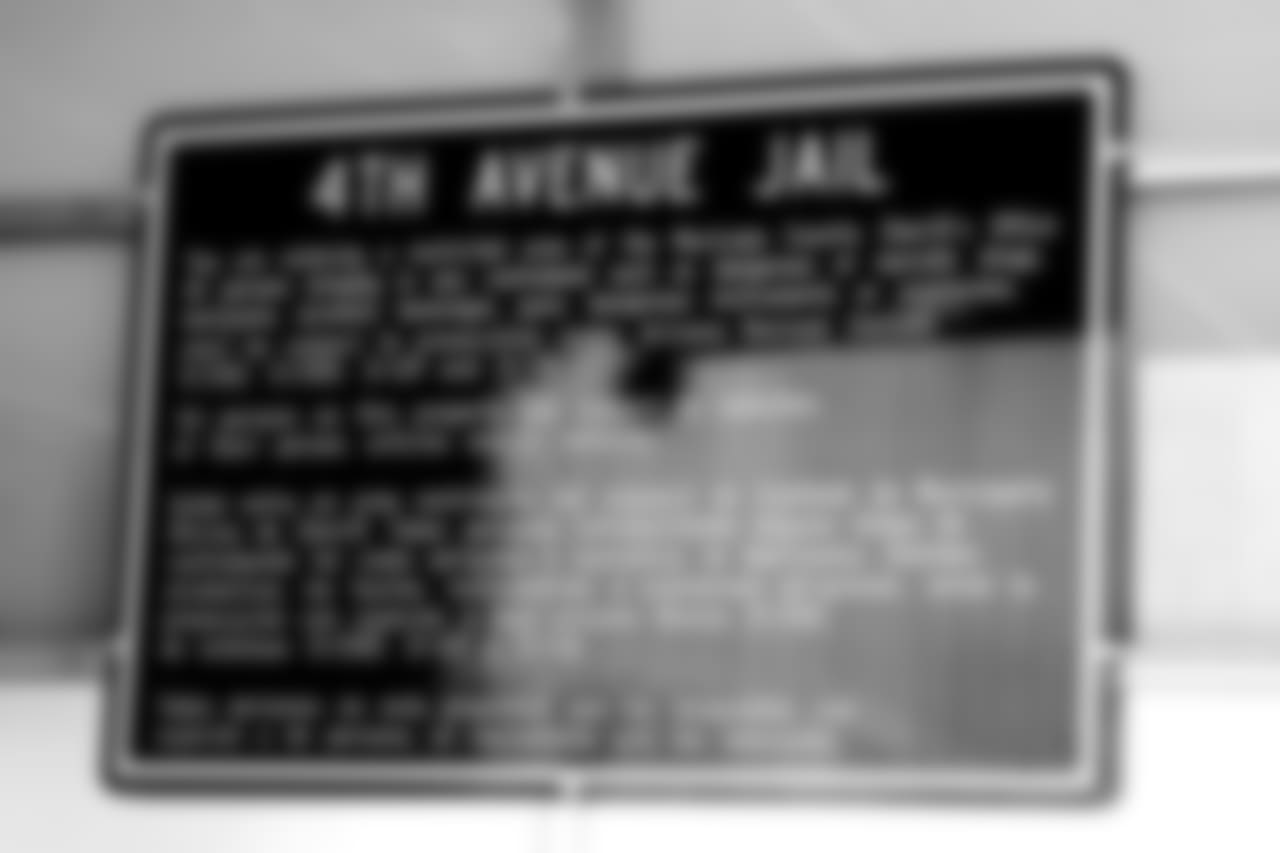 A sign outside the jail