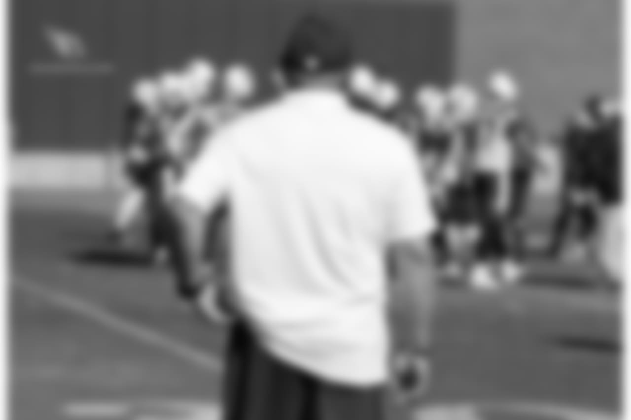 Coach Bruce Arians watches practice