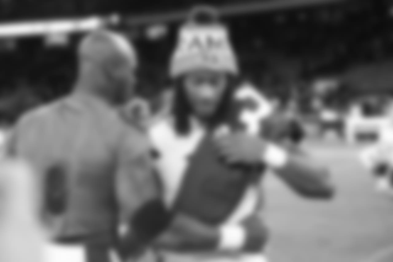 2017: RB Adrian Peterson (left) and Rams RB Todd Gurley after the game in London