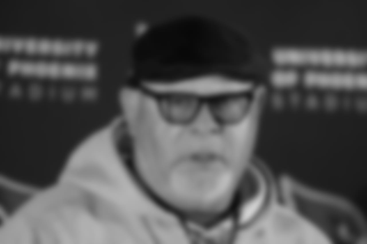 Coach Bruce Arians meets with the media