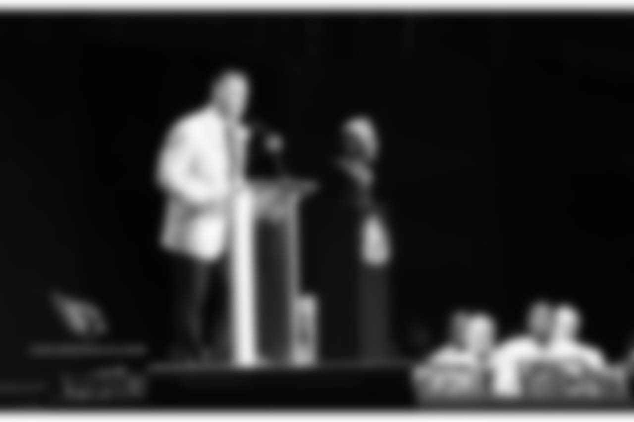 Warner gives his speech