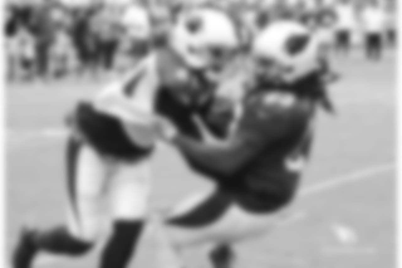 CB Patrick Peterson (left) brings down RB Chris Johnson