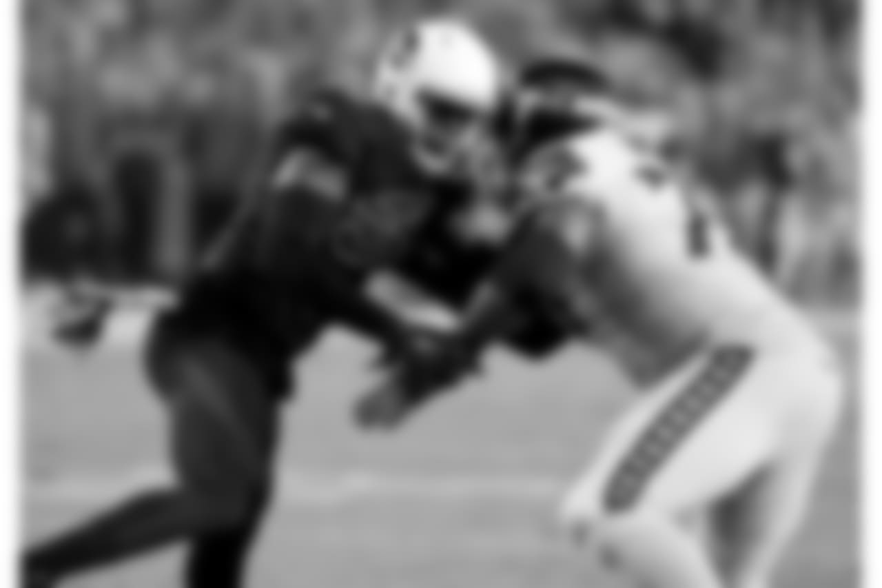 LB Chandler Jones works to get some pressure