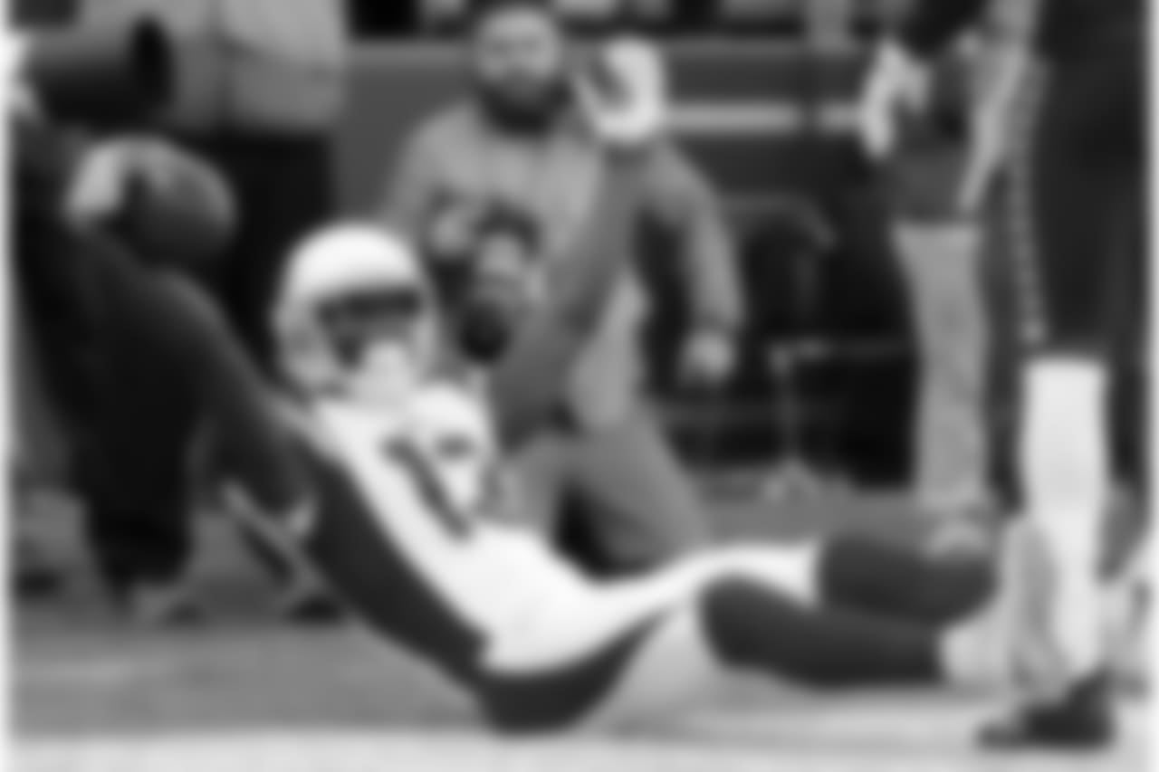 WR Jaron Brown celebrates his touchdown catch