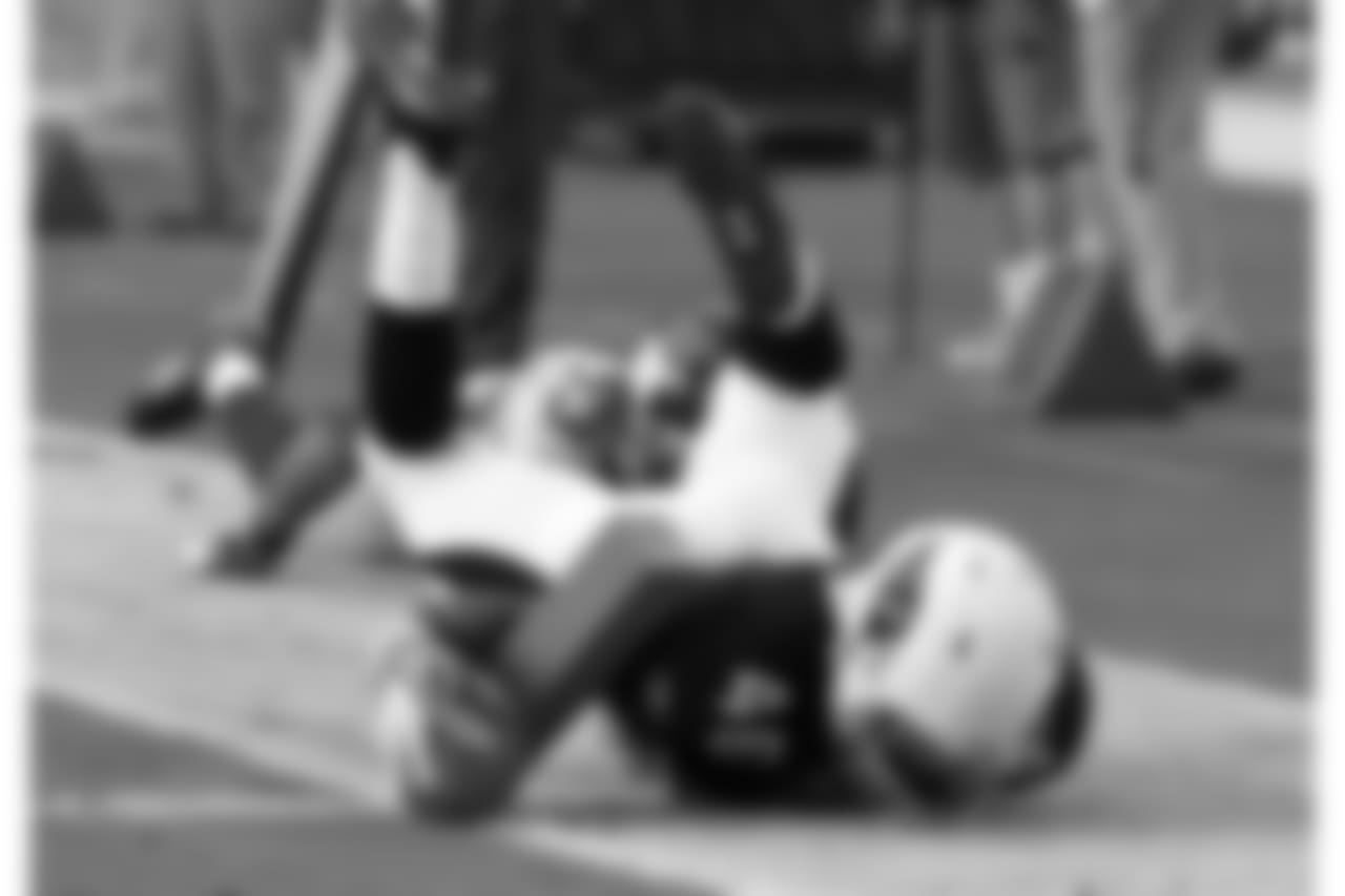 RB Alfonso Smith gets knocked out of bounds right before a score in 2011