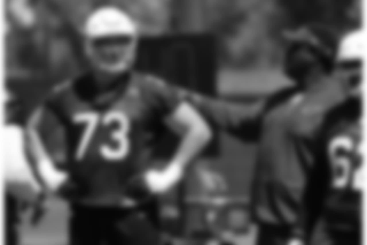OL John Wetzel and OL coach Ray Brown