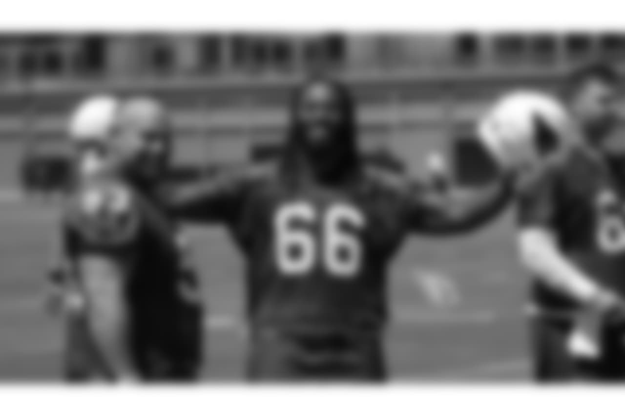 OL A.Q. Shipley (53) and Josh Allen