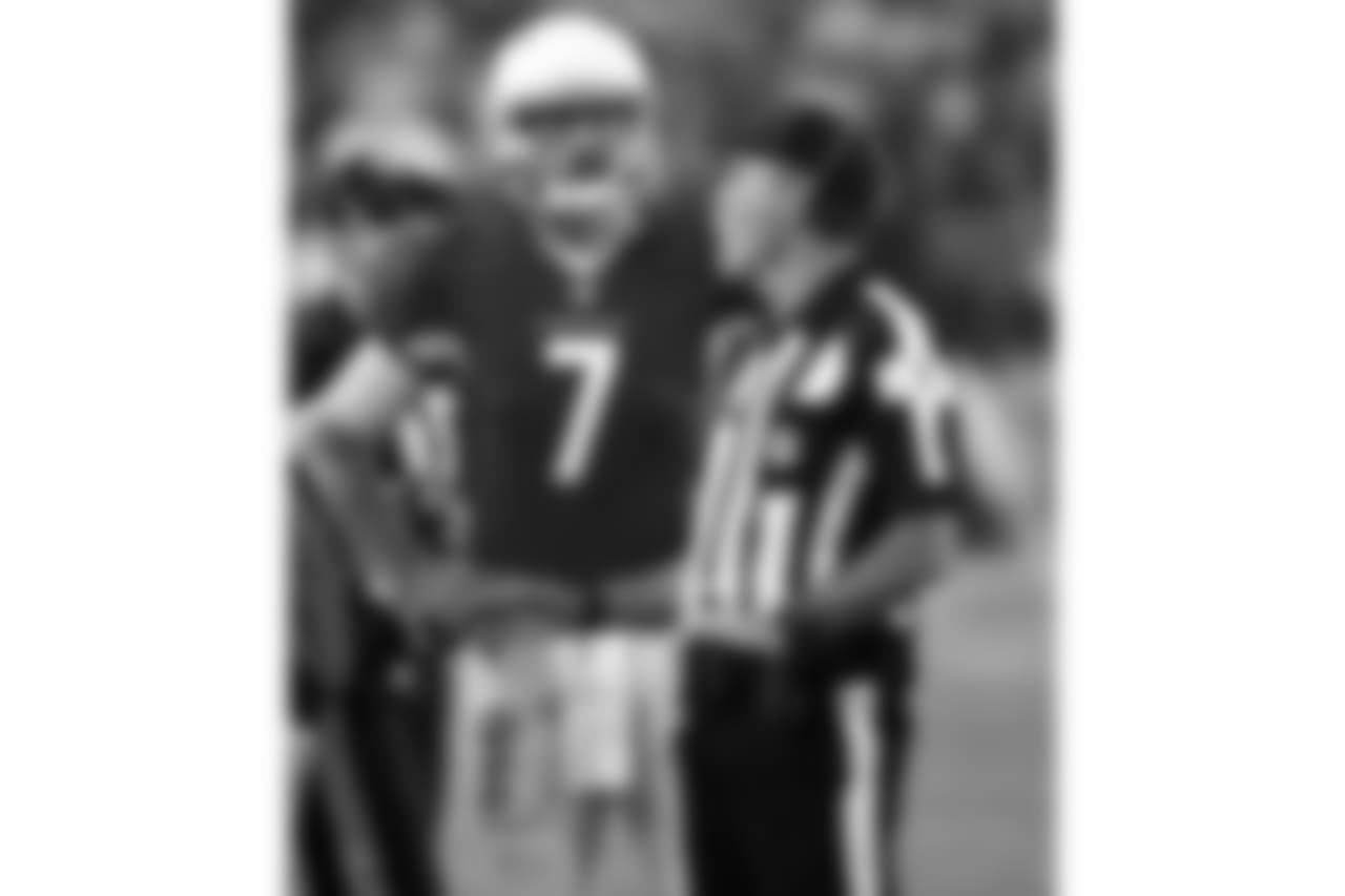 Blaine Gabbert speaks with the official