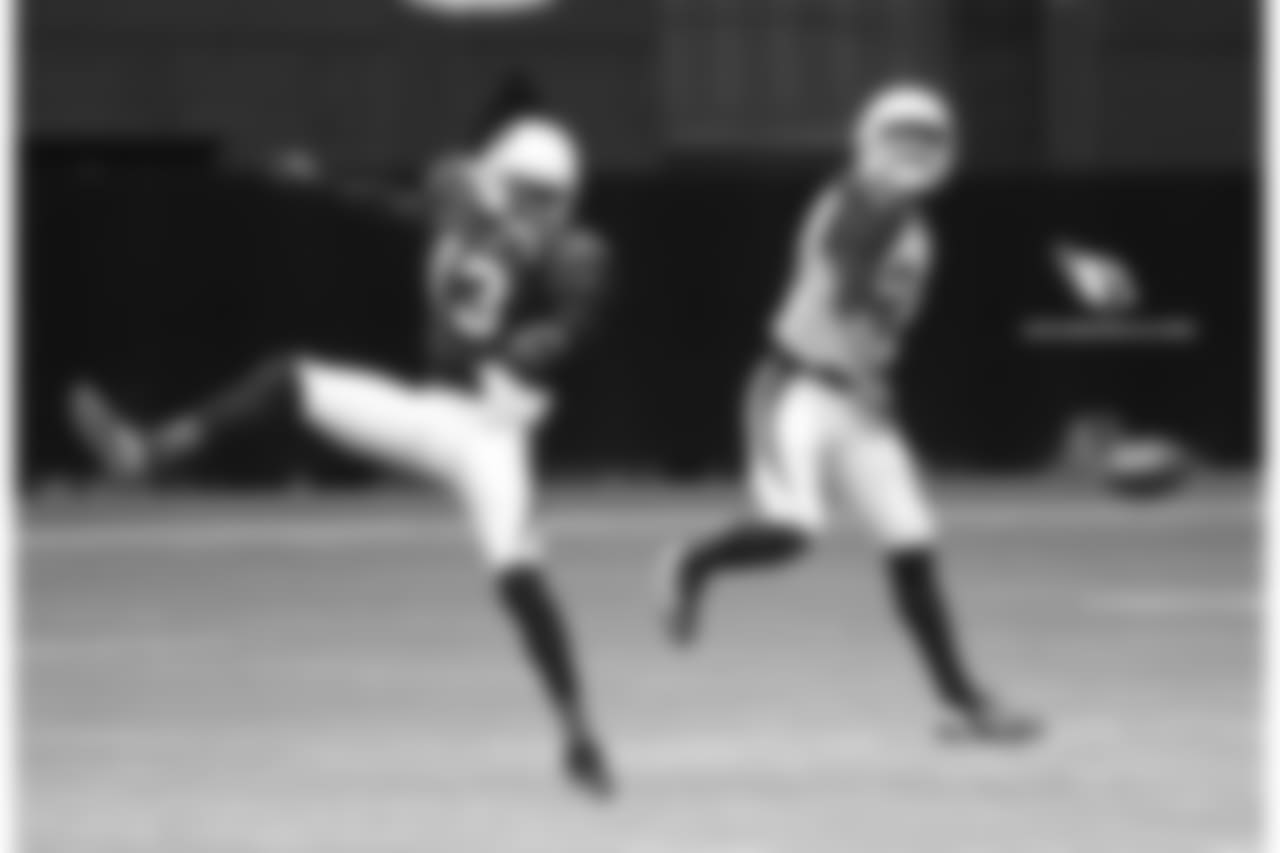 CB Justin Bethel (right) breaks up a pass intended fo Jaron Brown