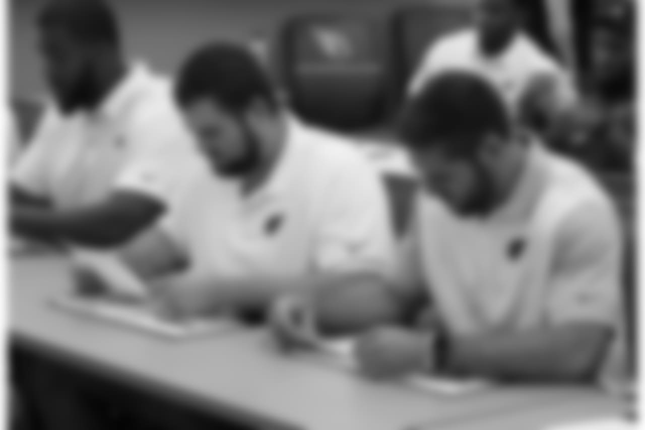 From left: G Dorian Johnson, T Will Holden, QB Trevor Knight