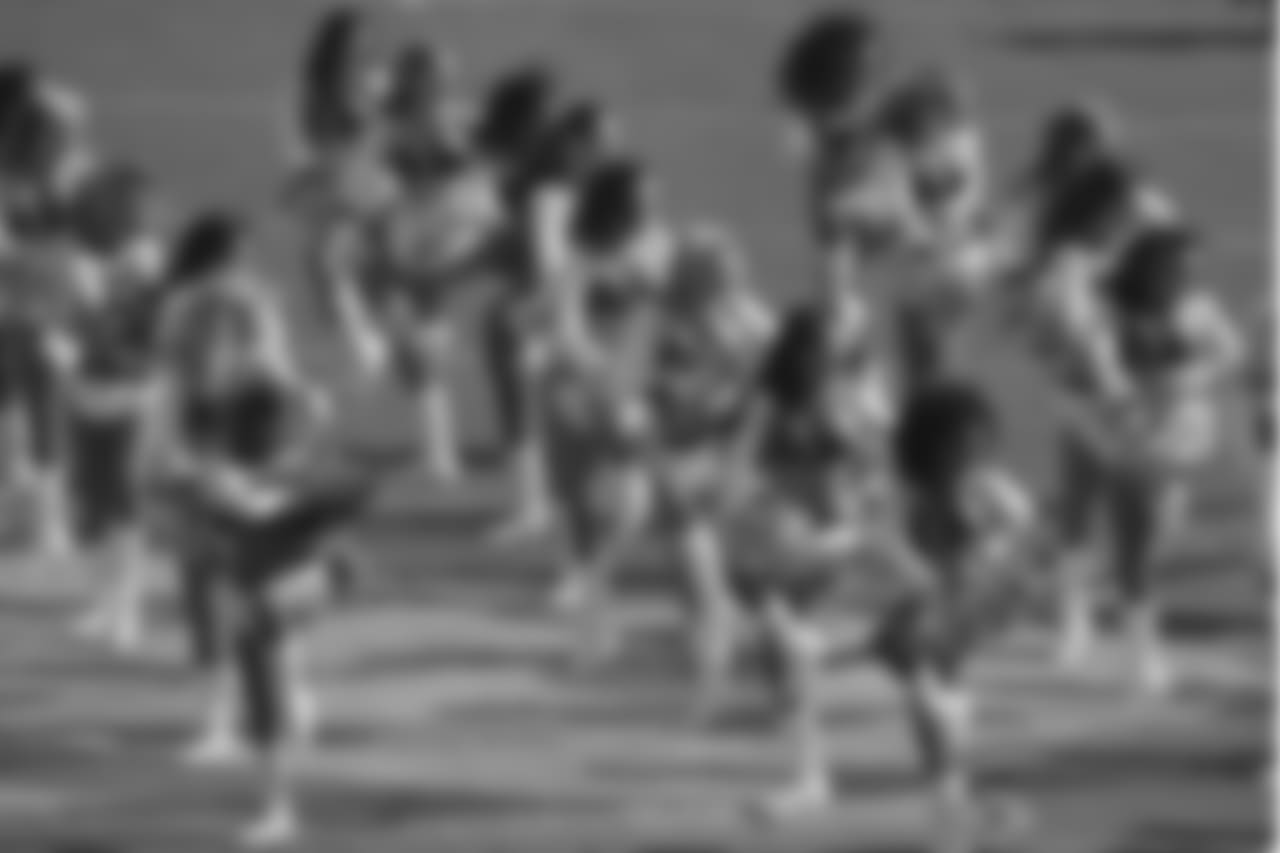 Los Angeles Chargers cheerleaders perform before a preseason NFL football game against the Seattle Seahawks Sunday, Aug. 13, 2017, in Carson, Calif. (AP Photo/Mark J. Terrill)