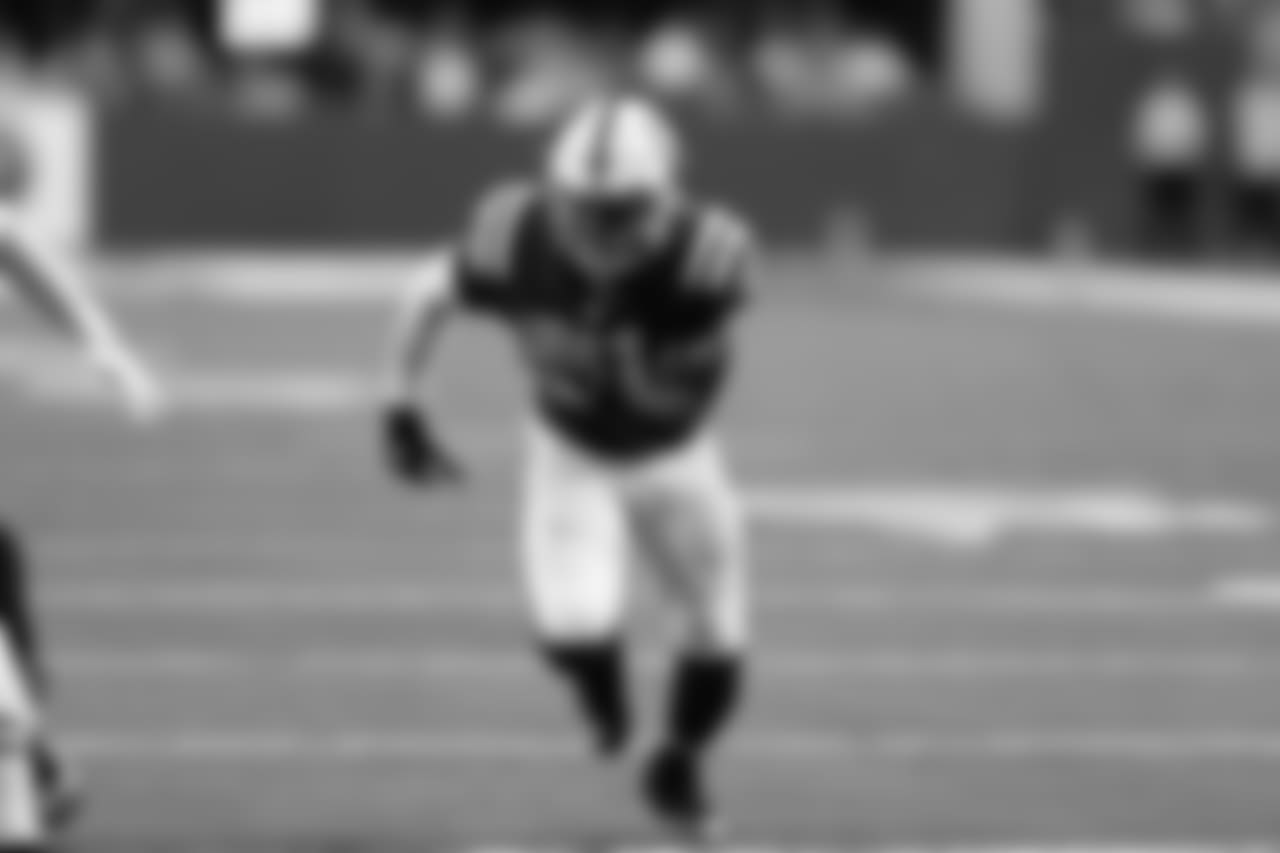 Indianapolis Colts linebacker Sio Moore (51) runs in pursuit during a week 2 NFL football game against the New York Jets on Monday, September 21, 2015 in Indianapolis. The Jets defeated the Colts 20-7. (Scott Boehm via AP)