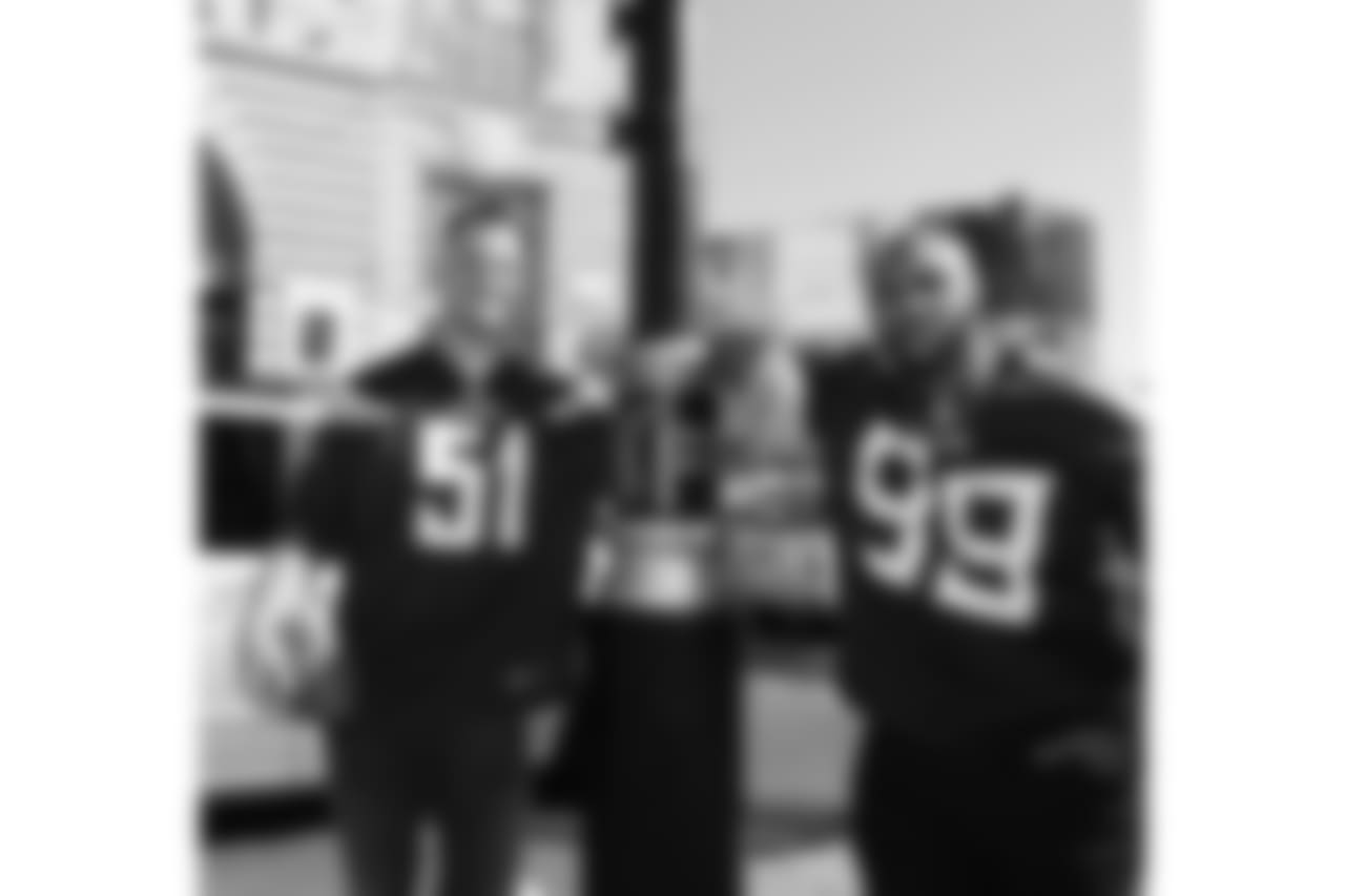 Kyle Emanuel Los Angeles Chargers Linebacker and Jurrell Casey Tennessee Titans defensive tackle.
NFL players visit London as part of the NFL UK Summer Tour.
17/07/2018
photo: Sean Ryan/ NFL