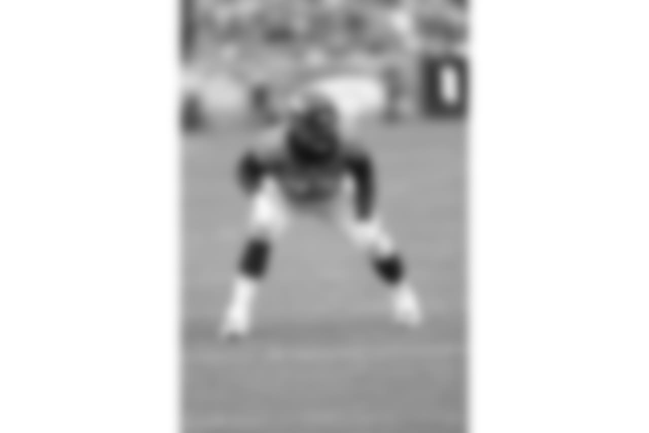 Denver Broncos offensive tackle Russell Okung (73) sets into position during a NFL football game against the San Diego Chargers, Sunday, October 30, 2016 in Denver. The Broncos won the game 27-19. (Paul Jasienski via AP)