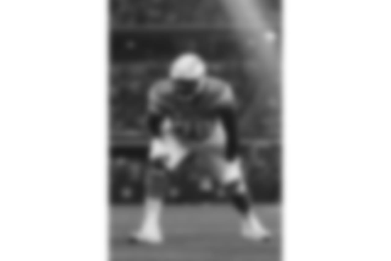 Los Angeles Chargers offensive tackle Russell Okung (76) lines up on the line of scrimmage during a week 12 NFL football game against the Dallas Cowboys on Thursday, Nov. 23, 2017 in Arlington, Texas. Los Angeles won 28-6. (Aaron M. Sprecher via AP)