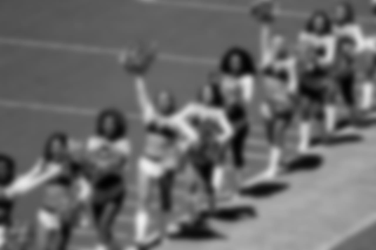 Los Angeles Chargers cheerleaders perform before the first half of an NFL football game against the Kansas City Chiefs Sunday, Sept. 24, 2017, in Carson, Calif. (AP Photo/Chris Carlson)