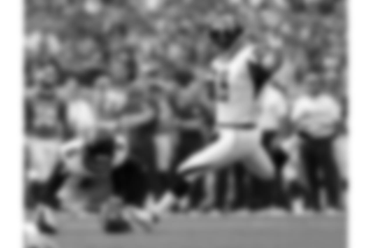 Atlanta Falcons kicker Matt Bryant (3) kicks a field goal against the Denver Broncos as teammate Matt Bosher (5) holds during the first half of an NFL football game, Sunday, Oct. 9, 2016, in Denver. (AP Photo/Joe Mahoney)