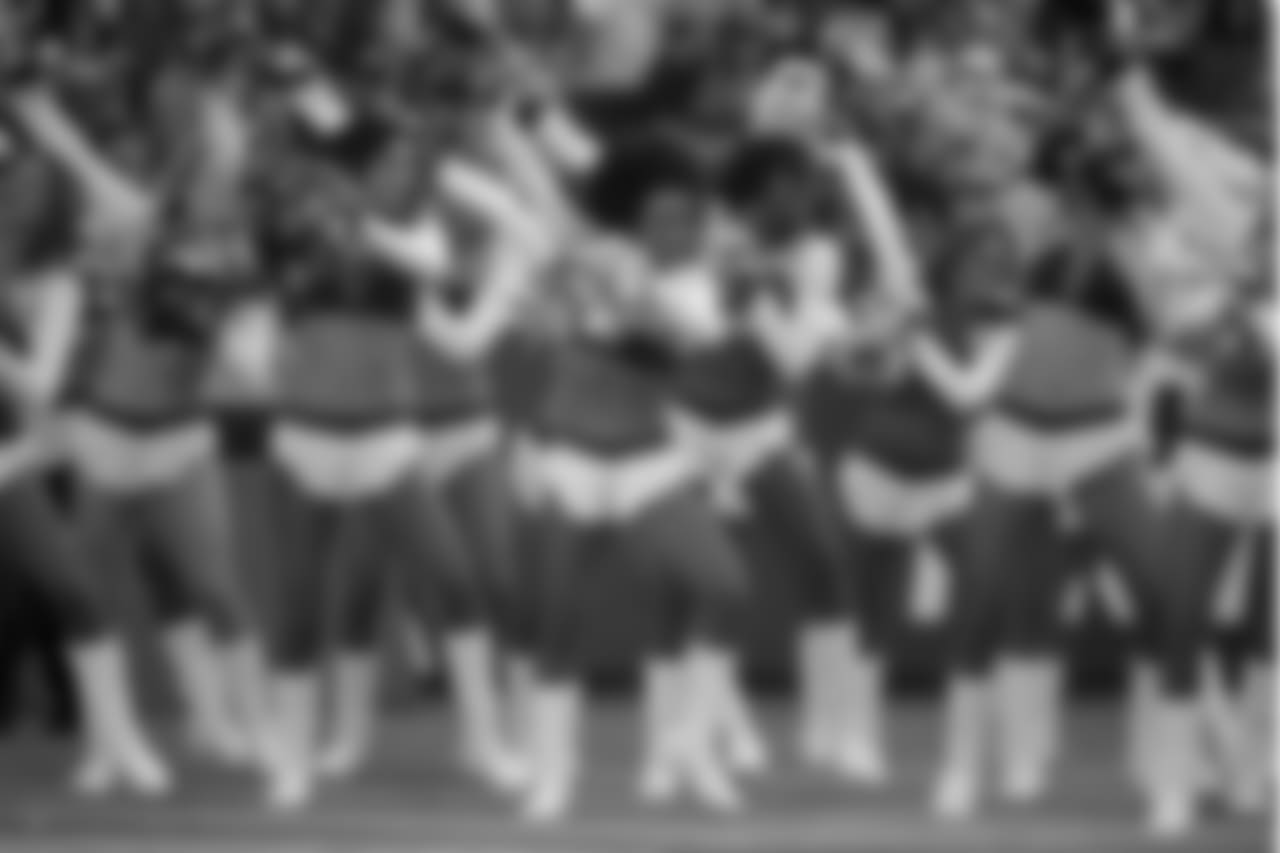 Los Angeles Chargers cheerleaders perform during the first half of an NFL preseason football game against the Seattle Seahawks Sunday, Aug. 13, 2017, in Carson, Calif. (AP Photo/Jae C. Hong)