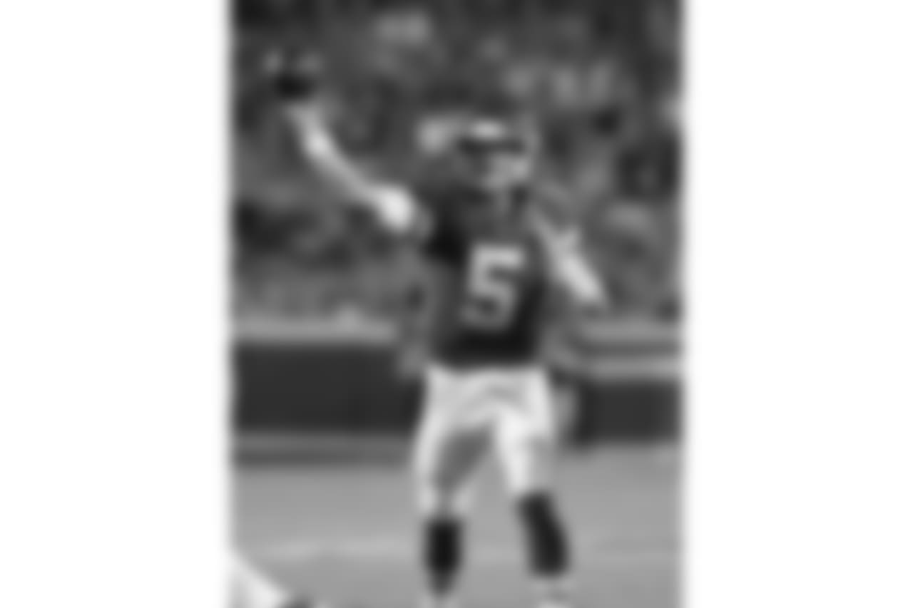 Kansas City Chiefs quarterback Matt McGloin (5) during Texans at Chiefs at Arrowhead Stadium on 8/9/18.