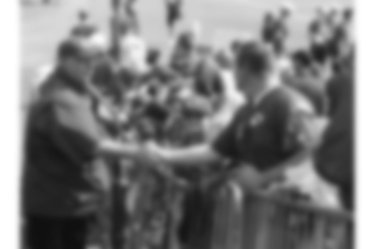 Kansas City Chiefs head coach Andy Reid signing autographs during practice on 8/4/18 at Chiefs Training Camp at Missouri Western State University in St. Joseph, Missouri.