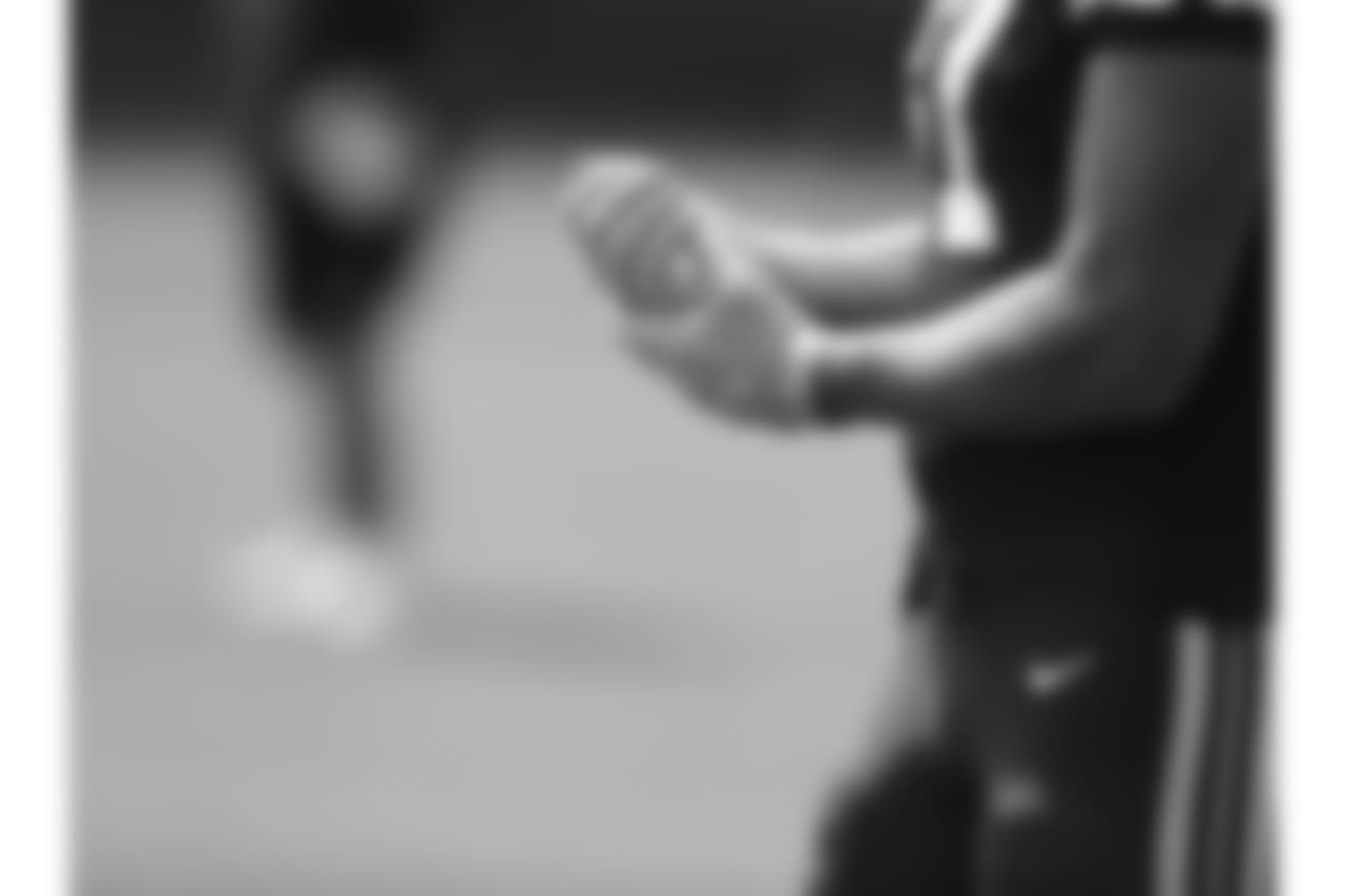 Gloves during practice on August 21, 2018