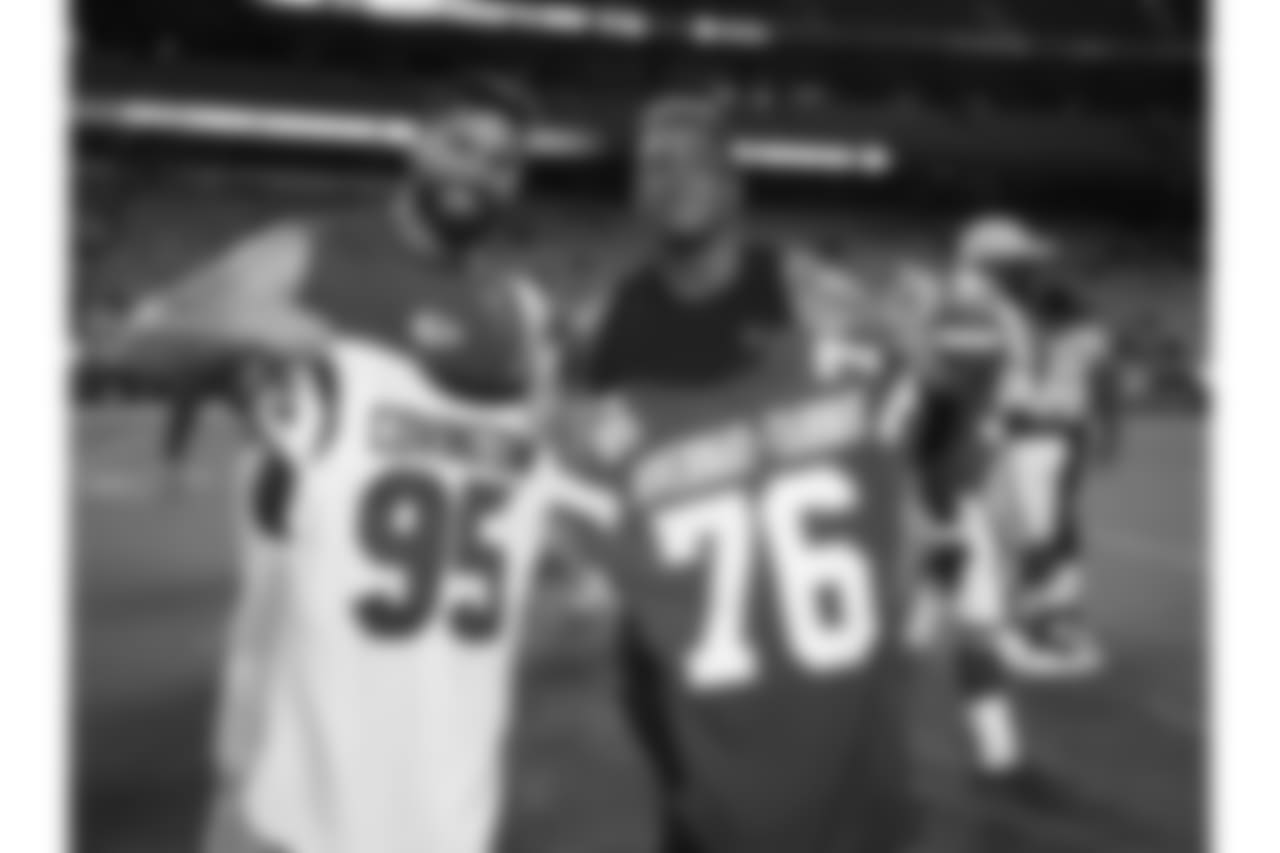 Kansas City Chiefs offensive tackle Laurent Duvernay-Tardif (76) during Texans at Chiefs at Arrowhead Stadium on 8/9/18.