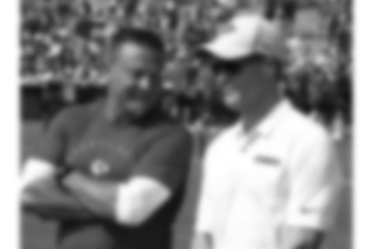 Allen Wright and Clark Hunt during practice 8/4/18 at Chiefs Training Camp at Missouri Western State University in St Joseph, Missouri