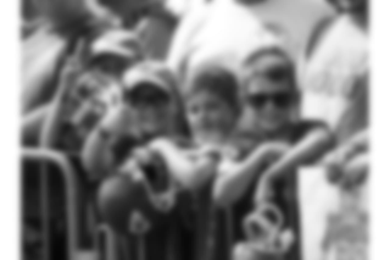 Young fans during practice on 8/4/18 at Chiefs Training Camp at Missouri Western State University in St. Joseph, Missouri.