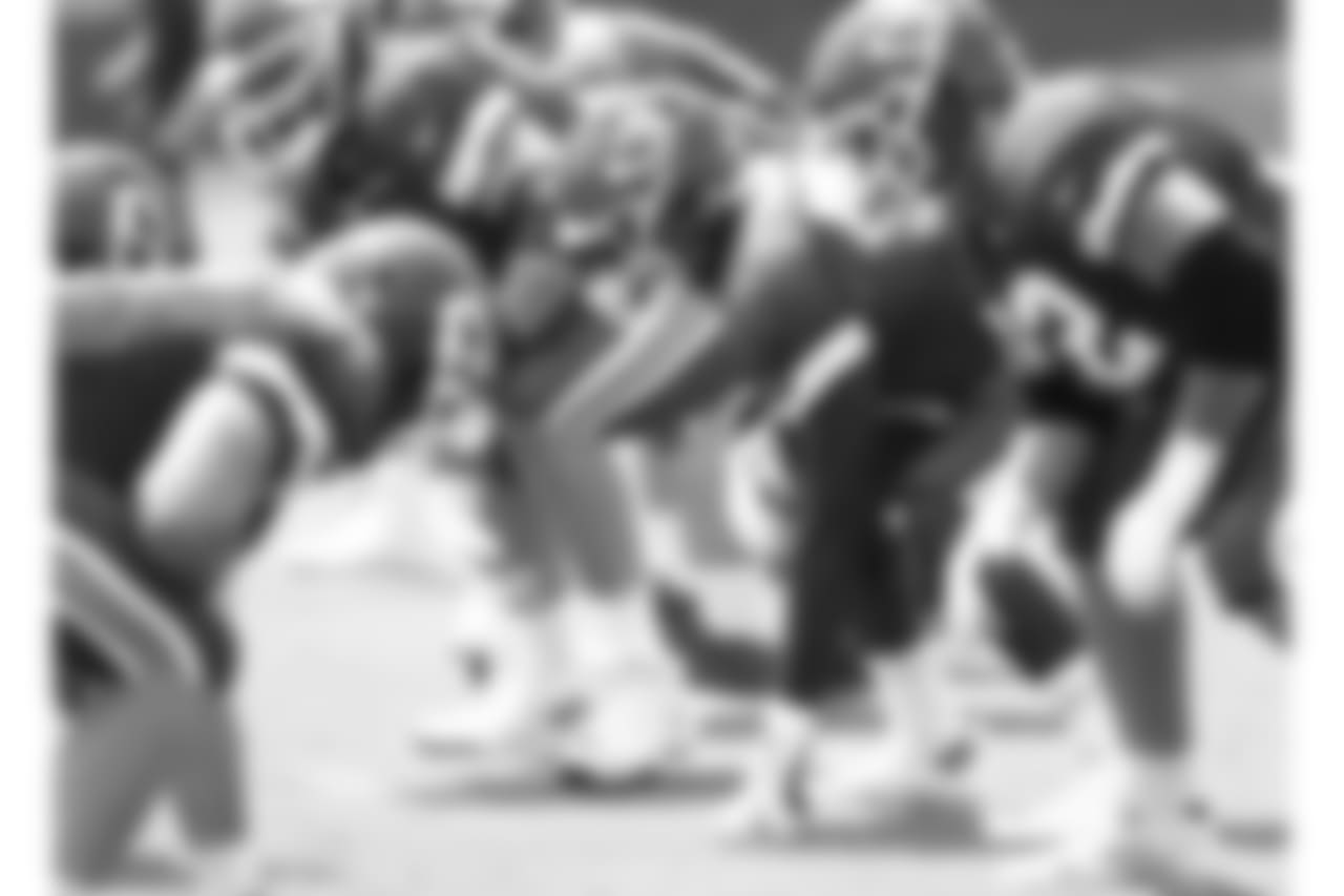 Offensive Line during practice on August 21, 2018