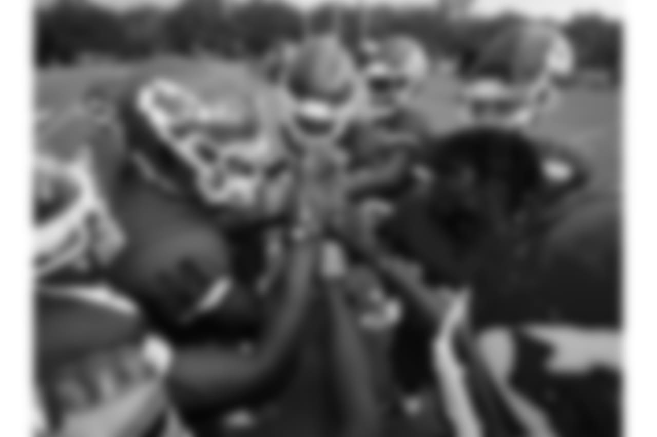 The wide receivers during practice on 8/6/18 at Chiefs Training Camp at Missouri Western State University in St. Joseph, Missouri.