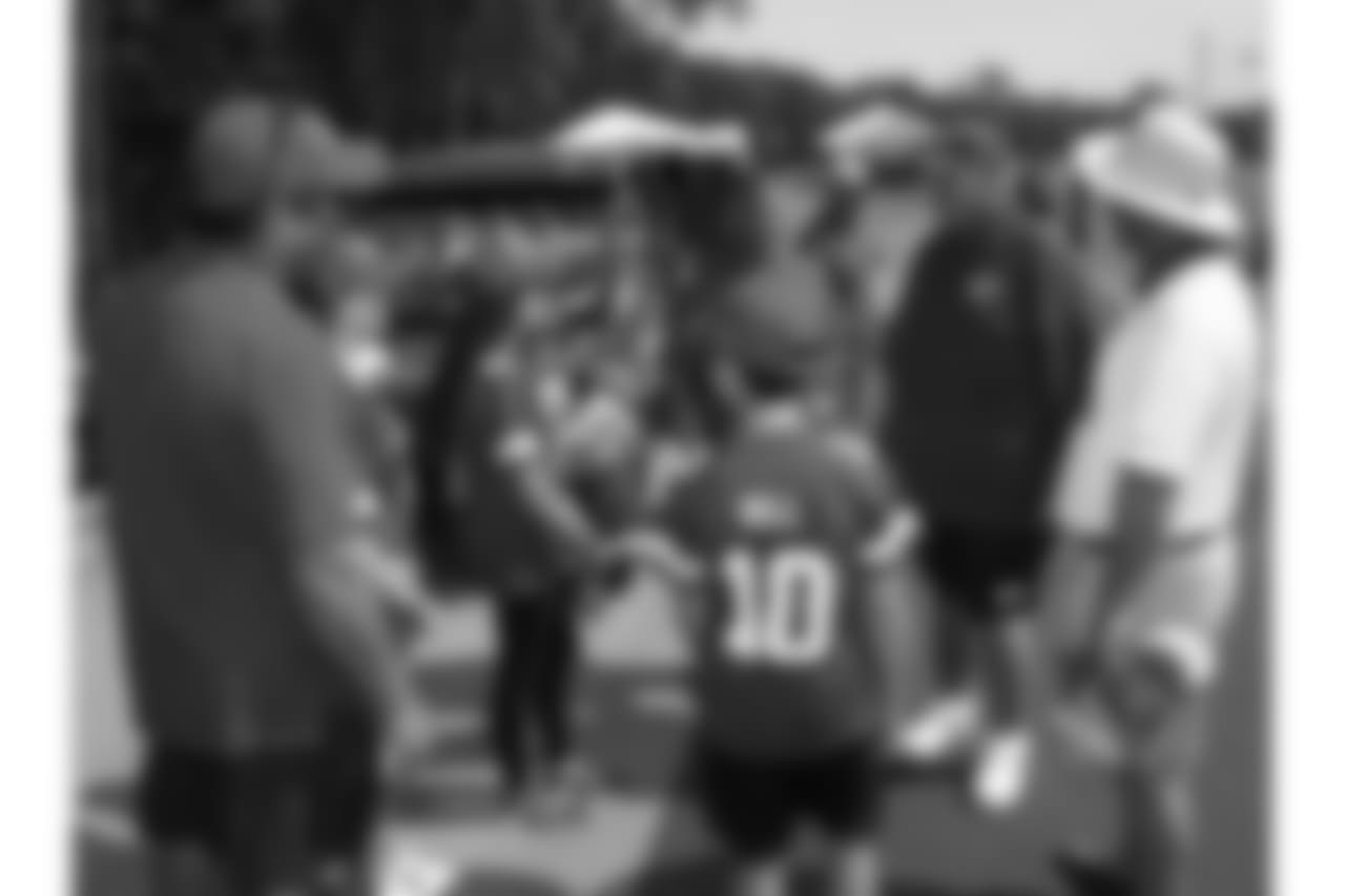 Kansas City Chiefs head coach Andy Reid meeting with guests during practice on 8/4/18 at Chiefs Training Camp at Missouri Western State University in St. Joseph, Missouri.