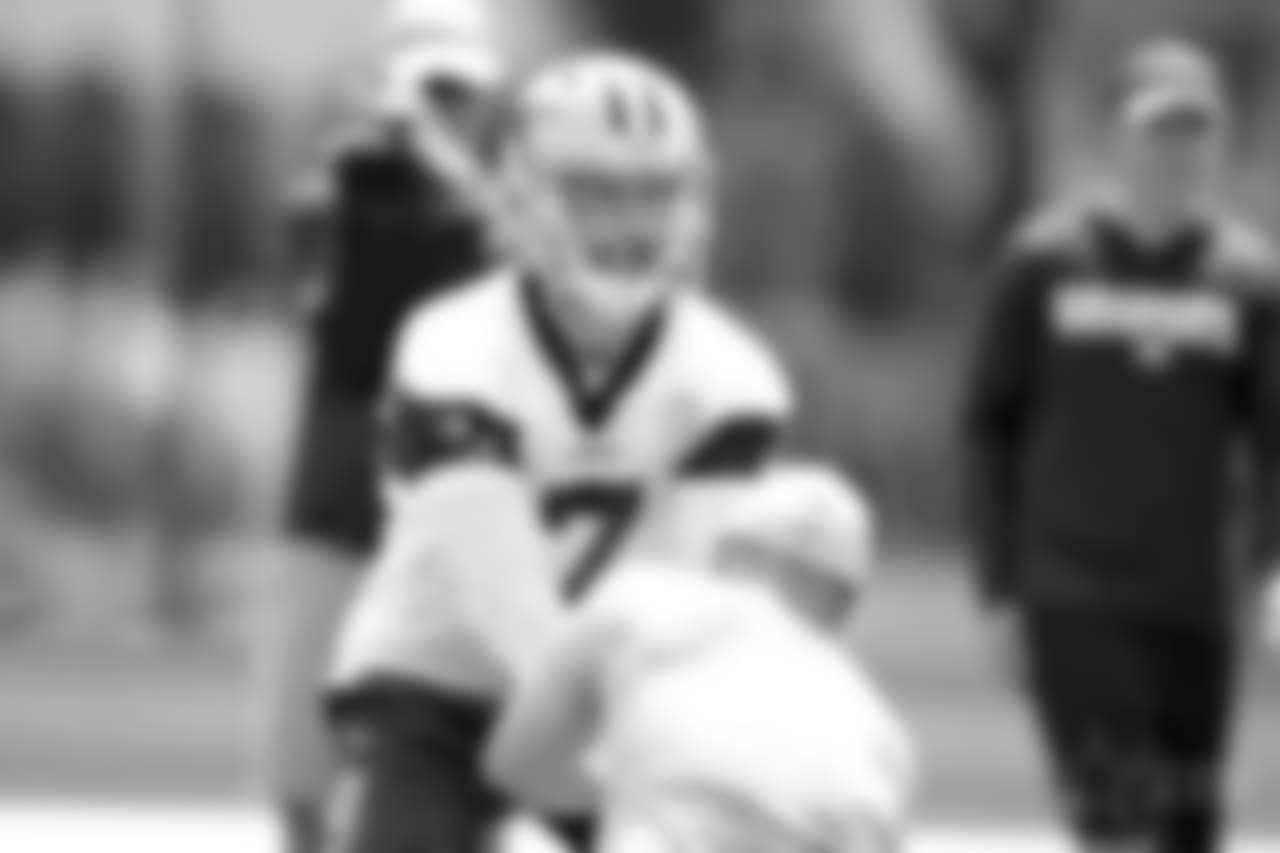 29 May 2018: Cooper Rush (7)
of the Dallas Cowboys during OTA day 4 practice at Ford Center at The Star in Frisco, Texas. Photo by James D. Smith/Dallas Cowboys