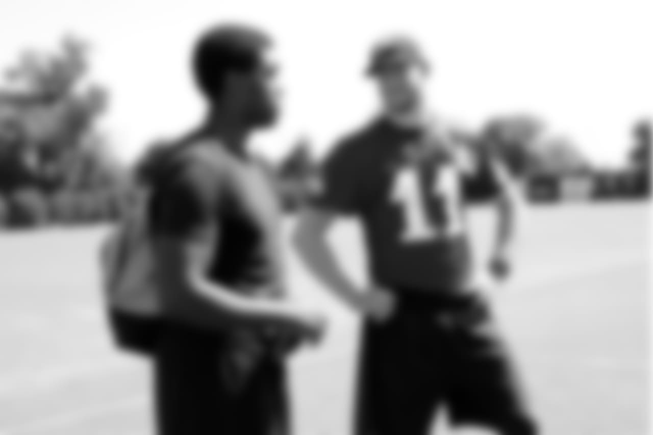 QB Carson Wentz also hung around later to chat with the high school players.