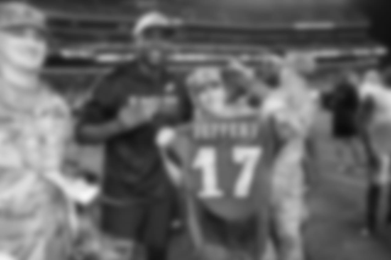 WR Alshon Jeffery with a member of the military
