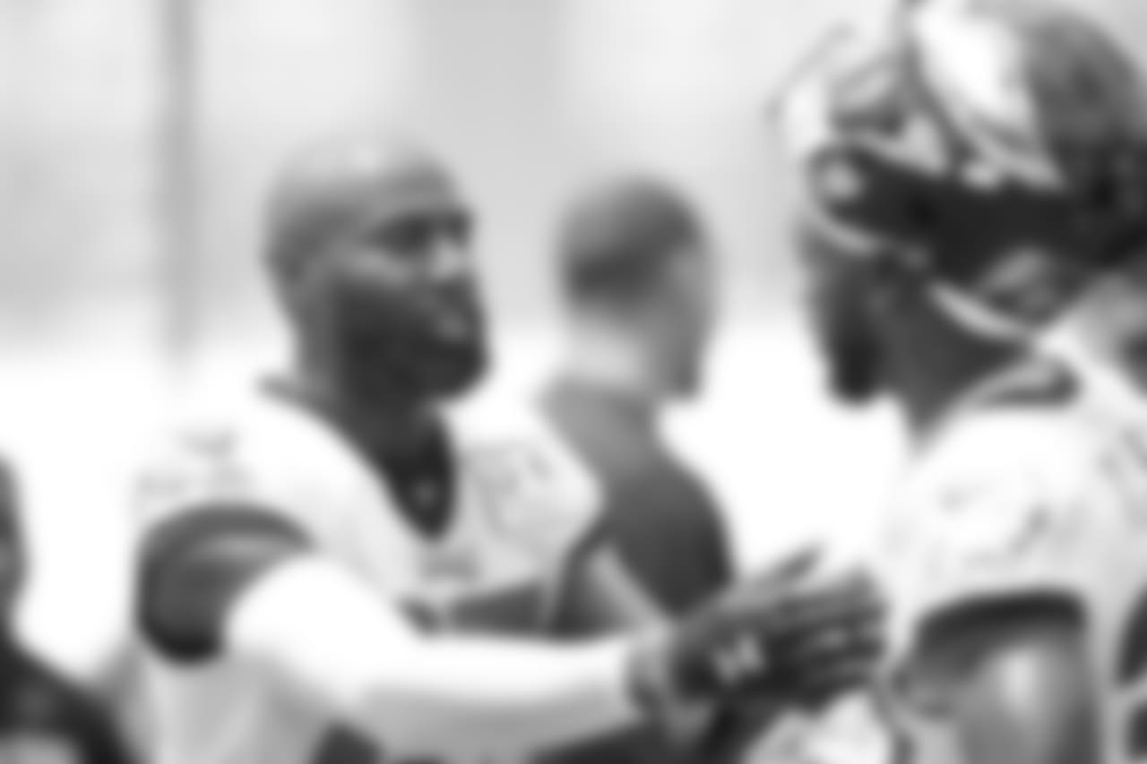 Malcolm Jenkins gives some pointers to Jalen Mills