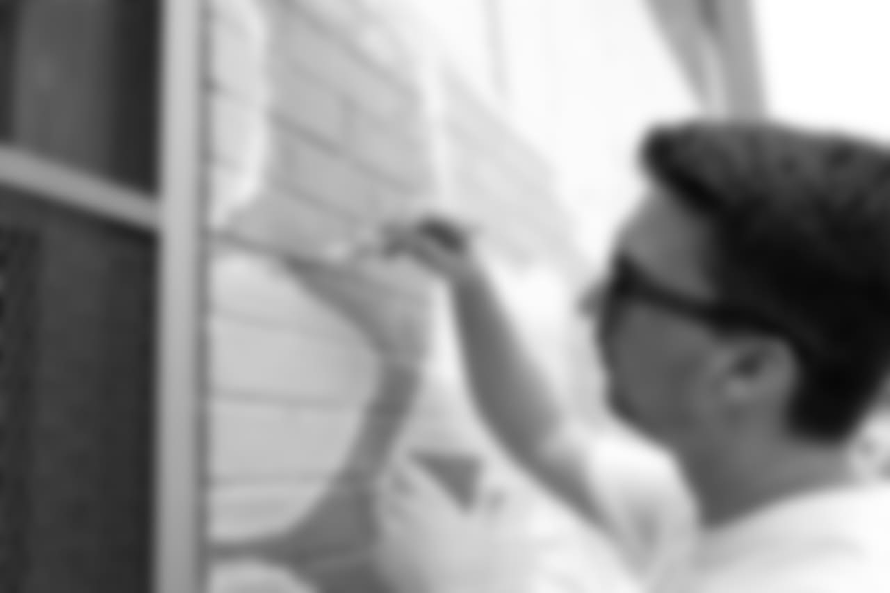 Working on the mural