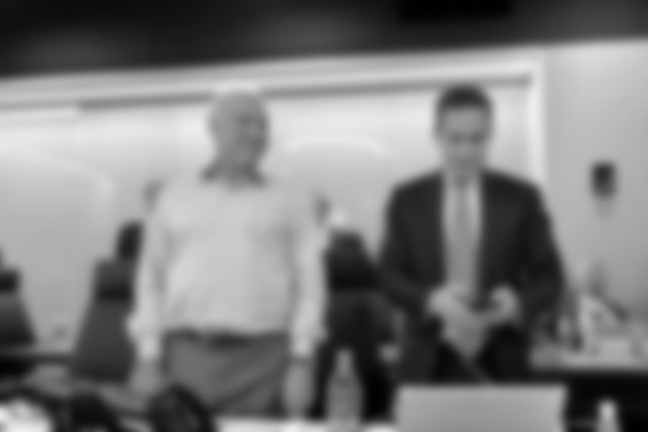 Jeffrey Lurie standing next to Howie Roseman.