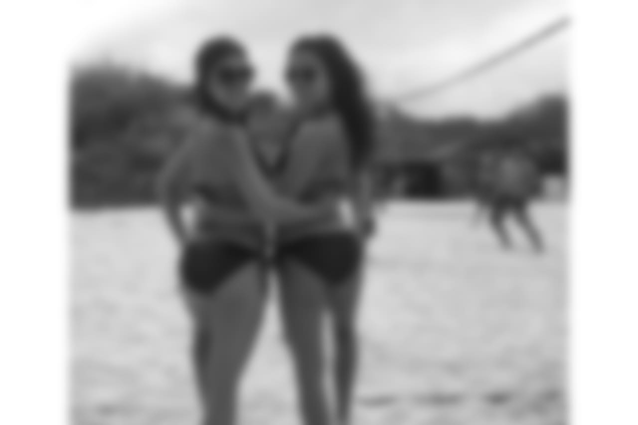Deonna and Malia joined in a beach volleyball game