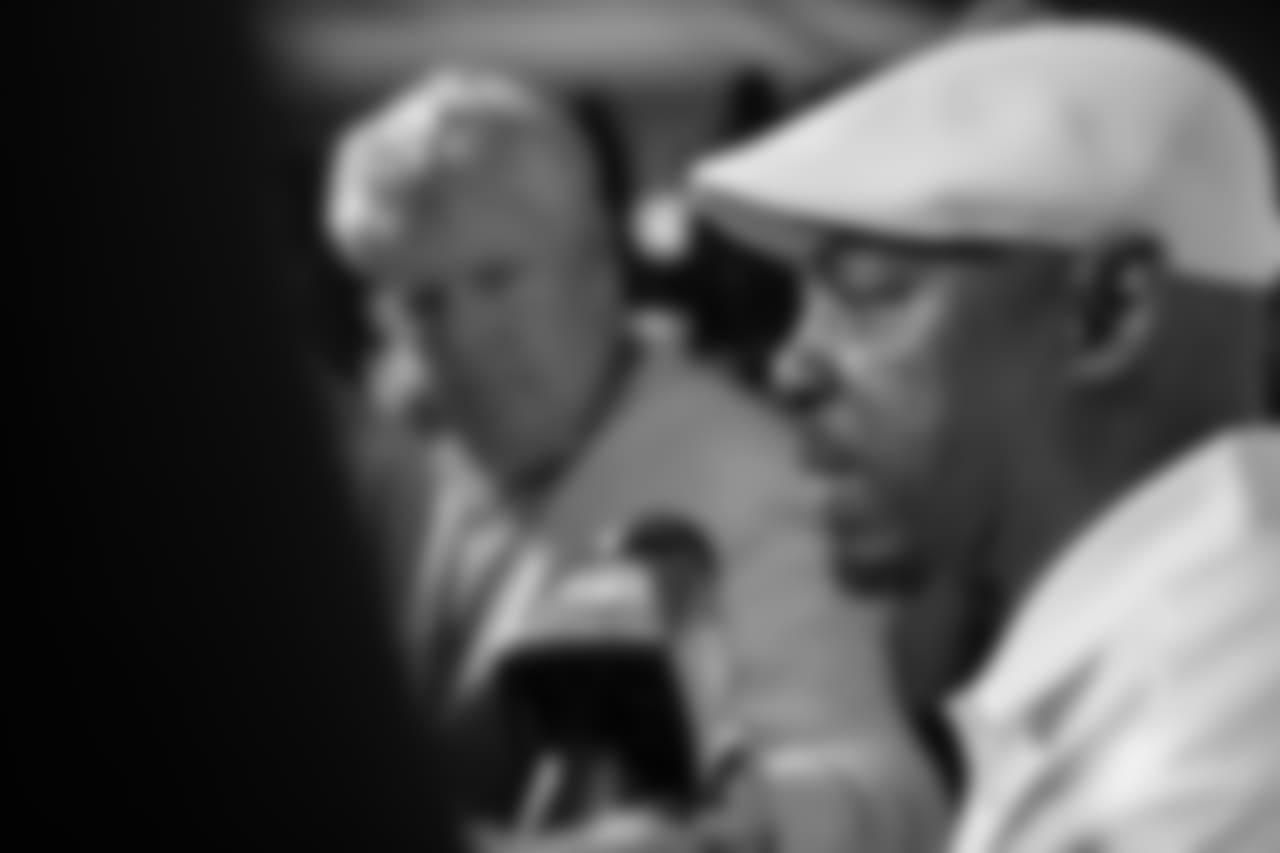 Dawkins fields questions from the media in Canton, Ohio