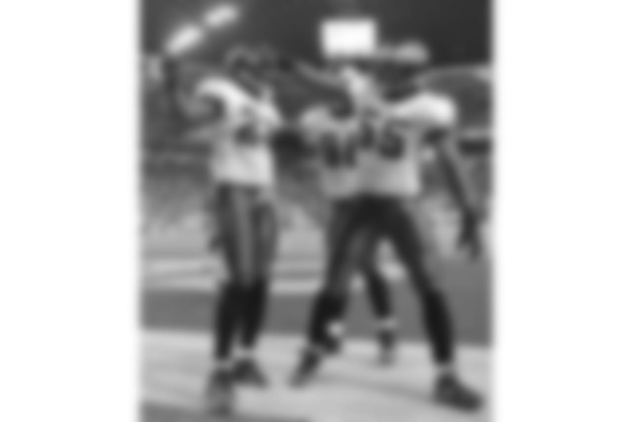Dawkins celebrates the acrobatic grab