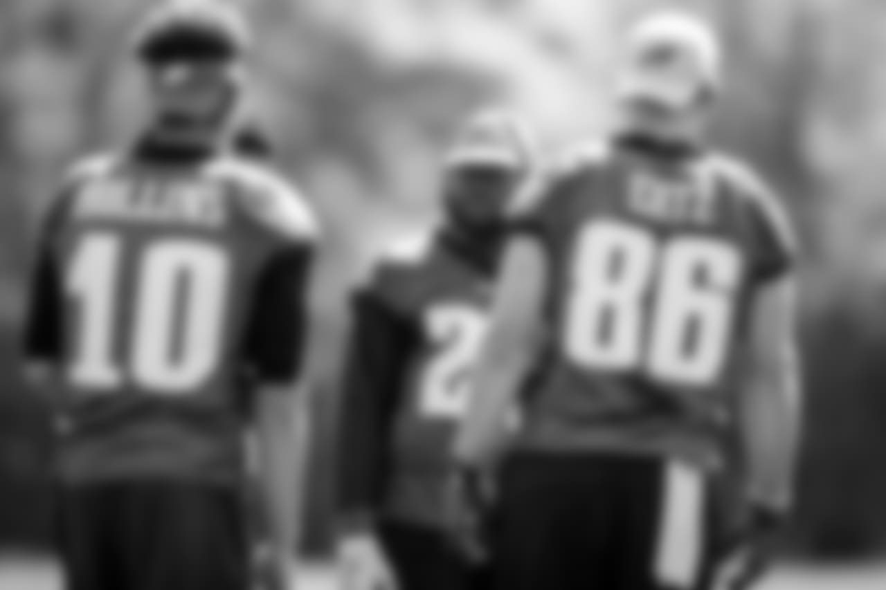 RB Jay Ajayi alongside WR Mack Hollins and TE Zach Ertz.