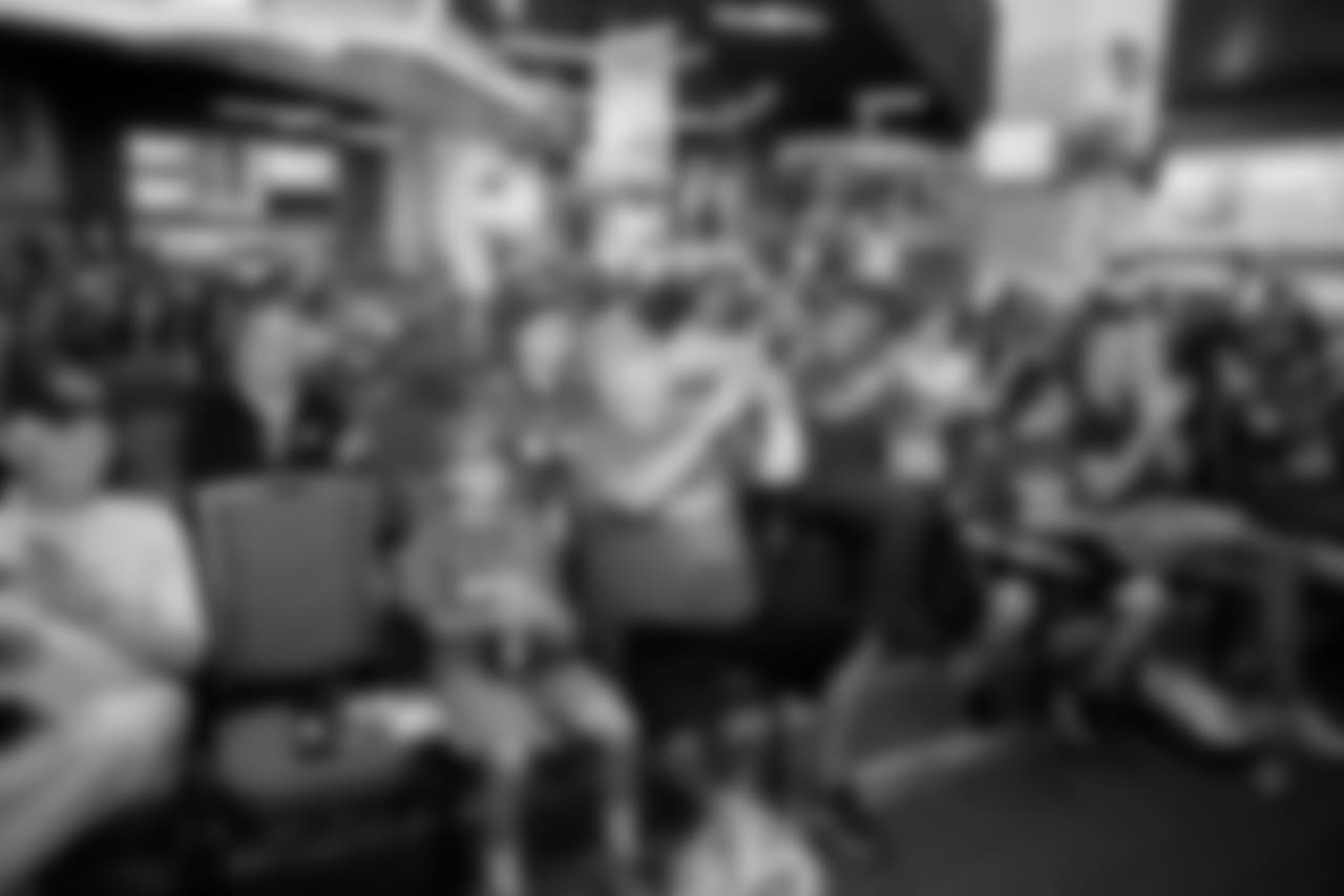 Fans sitting front row at the Spotlight Forum.
