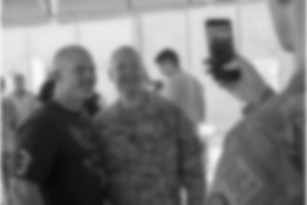 Atlanta Falcons CEO Steve Cannon, head coach Dan Quinn, players Alex Mack, Ben Garland and Matt Bryant, cheerleaders, Brianna Stade and Alexandria Giannini and Chris Millman, director of community relations, traveled on a USO tour to Iraq and Kuwait June 17-19, 2018.
