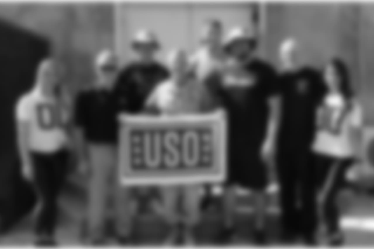 Atlanta Falcons CEO Steve Cannon, head coach Dan Quinn, players Alex Mack, Ben Garland and Matt Bryant, cheerleaders, Brianna Stade and Alexandria Giannini and Chris Millman, director of community relations, traveled on a USO tour to Iraq and Kuwait June 17-19, 2018.