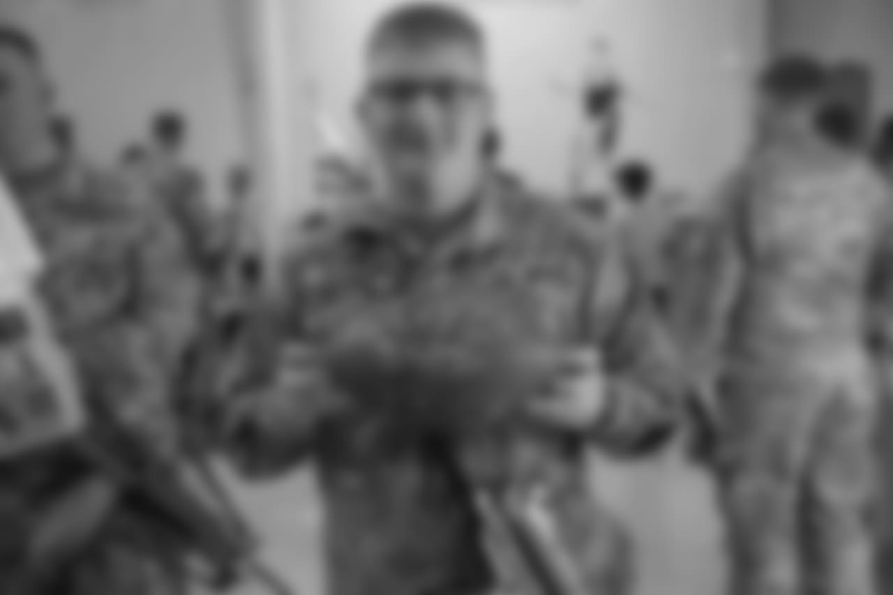 Atlanta Falcons CEO Steve Cannon, head coach Dan Quinn, players Alex Mack, Ben Garland and Matt Bryant, cheerleaders Brianna Stade and Alexandria Giannini and Chris Millman, director of community relations, traveled on a USO tour to Iraq and Kuwait June 17-19, 2018.