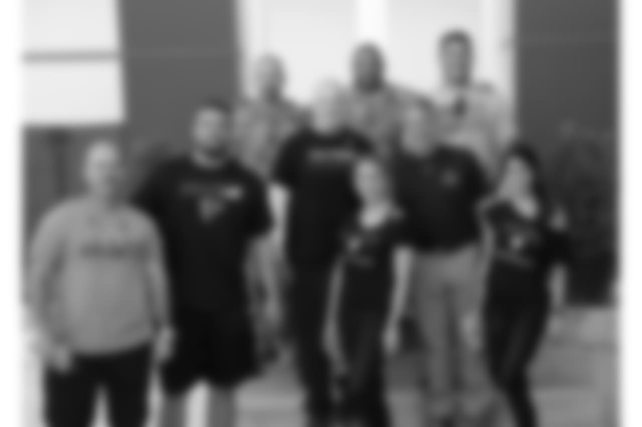 Atlanta Falcons CEO Steve Cannon, head coach Dan Quinn, players Alex Mack, Ben Garland and Matt Bryant, cheerleaders Brianna Stade and Alexandria Giannini and Chris Millman, director of community relations, traveled on a USO tour to Iraq and Kuwait June 17-19, 2018.