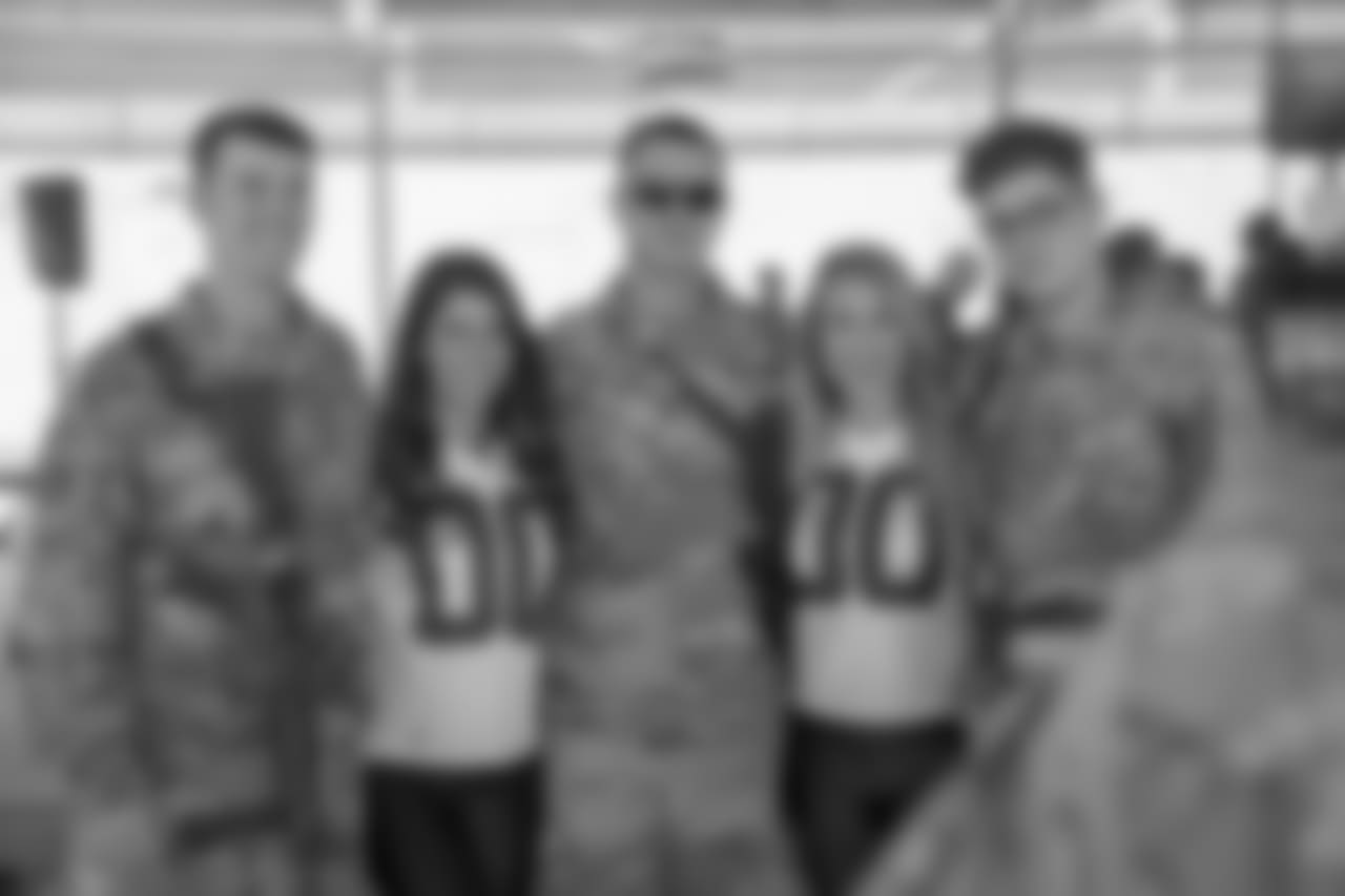 Atlanta Falcons CEO Steve Cannon, head coach Dan Quinn, players Alex Mack, Ben Garland and Matt Bryant, cheerleaders, Brianna Stade and Alexandria Giannini and Chris Millman, director of community relations, traveled on a USO tour to Iraq and Kuwait June 17-19, 2018.